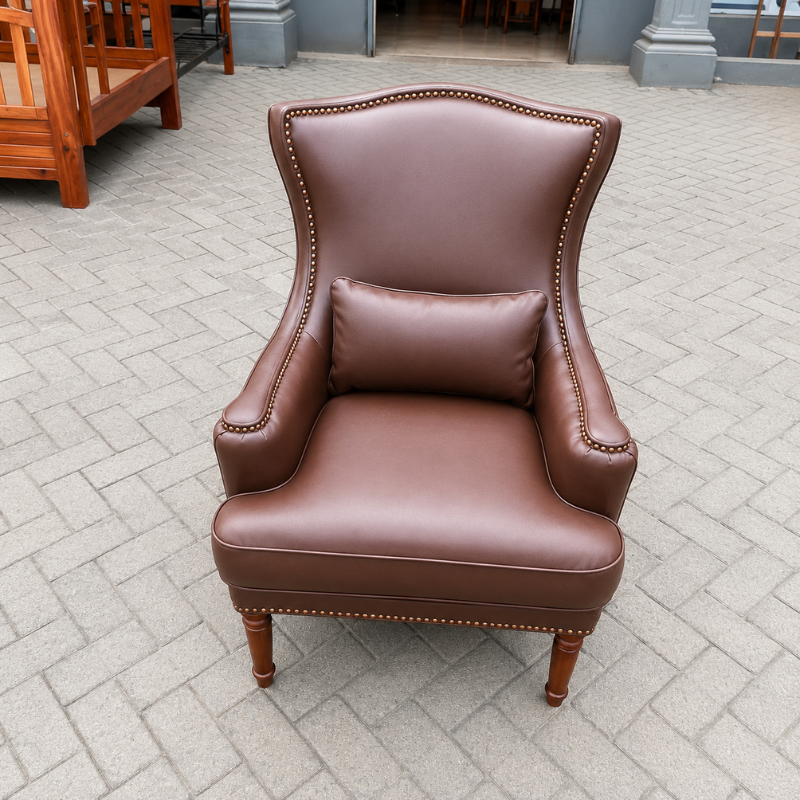Brown Leather Accent Chair