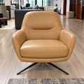 Camel Leather Swivel Accent Chair