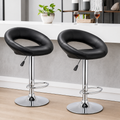 Round Black Leather Bar Stool