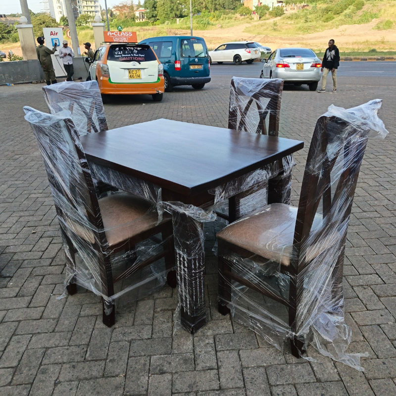Classic Dark Brown Dining Set – 4 Seater
