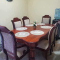 Classic Dark Brown Padded Dining Set – 6 Seater