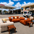 Cream Orange 6 Seater Bubble Sofa