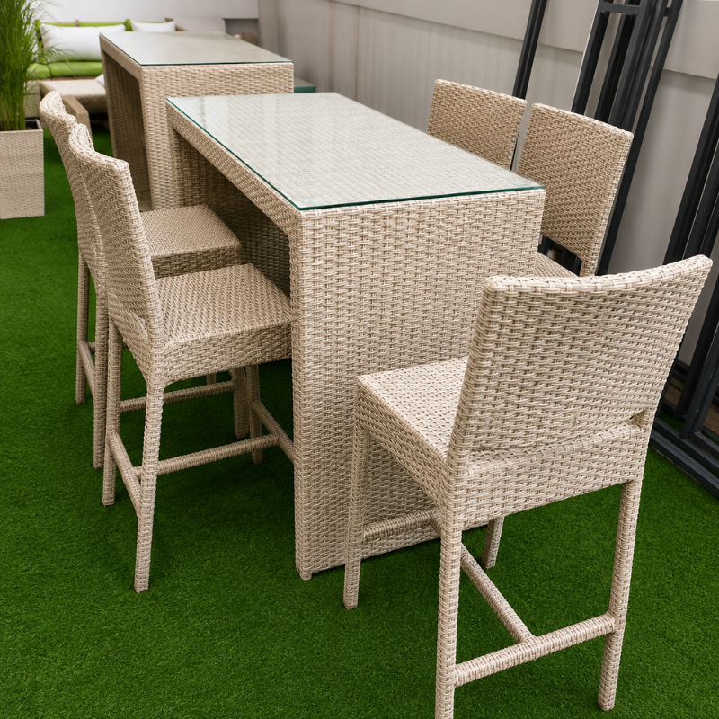 Creamy Rattan Outdoor Dining Set