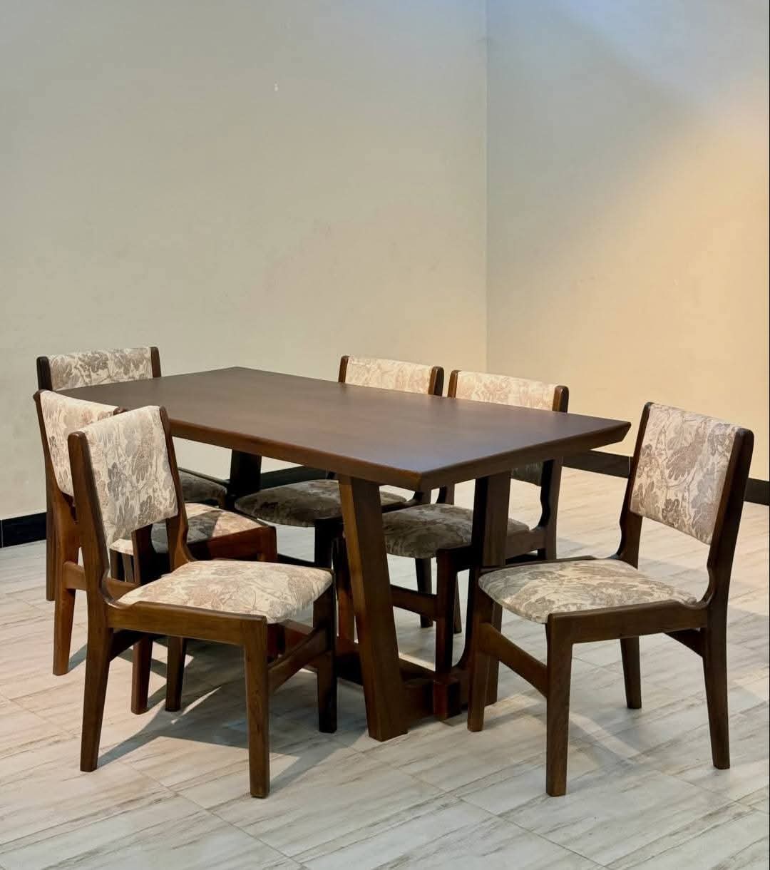 Dining Table Set – Rectangular Brown (6 Seater)