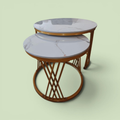 Gold Crisscross-Base Marble Nesting Table Set