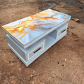 Grey & Gold Lava Marble-Top Coffee Table