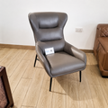 Grey Leather Accent Chair