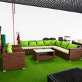 L-Shaped Rattan Outdoor Sofa Set — Brown