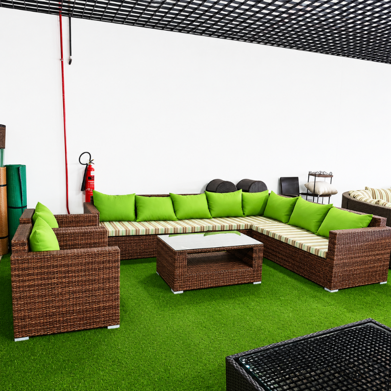 L-Shaped Rattan Outdoor Sofa Set — Brown
