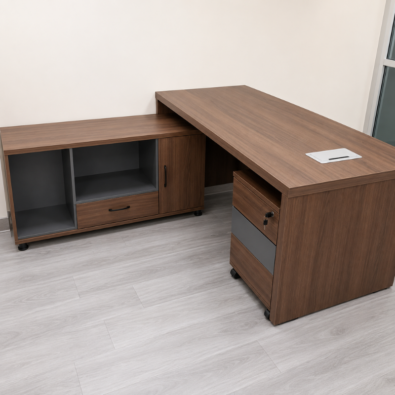 L shaped Brown Office Desk