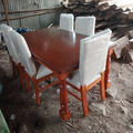 Mahogany Brown Wooden Dining Set – 6 Seater