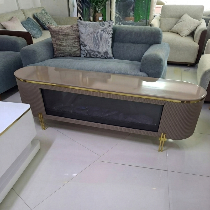 Marble brown Oval Tv Stand