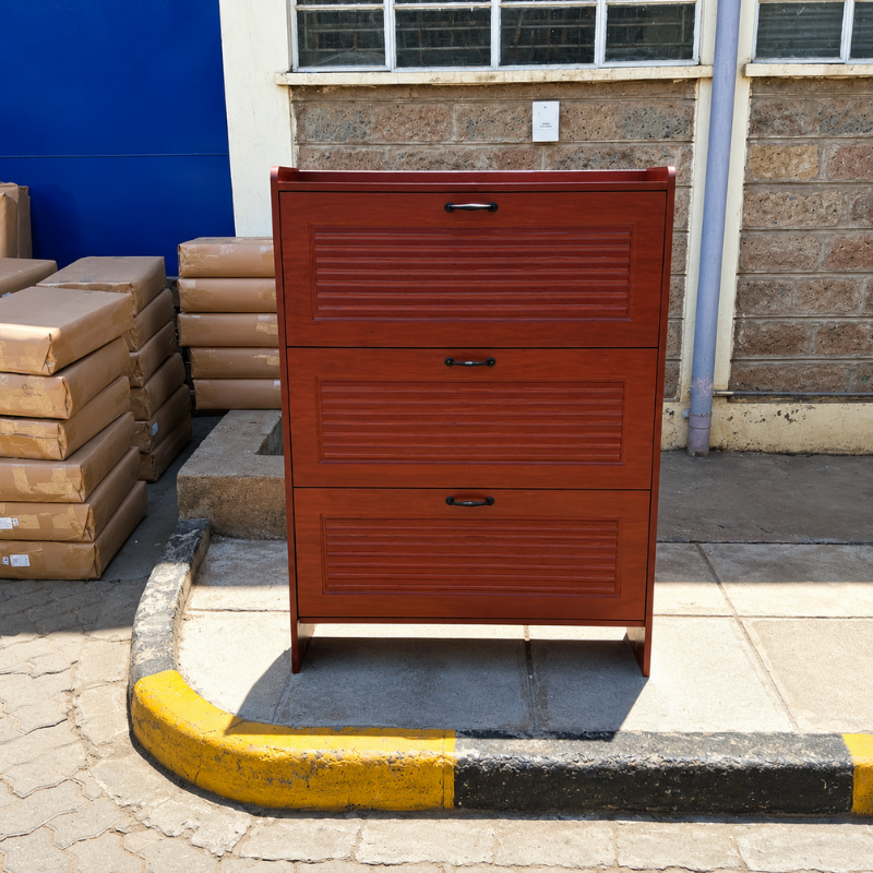 Maroon Slatted 4-Drawer Tallboy Chest