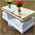 White and Gold Floral Coffee Table