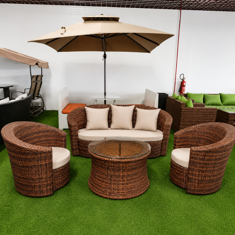 5-Seater Rattan Outdoor Dining Set