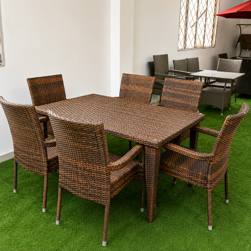 6-Seater Rattan Outdoor Dining Set