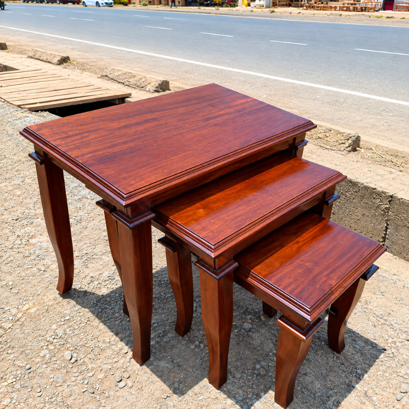 Reddish Brown Mahogany Nesting Side Tables Set of 3