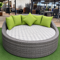 Round Grey Wicker Outdoor Daybed
