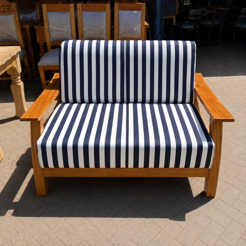 2-Seater Striped Wooden Sofa