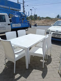 Modern White Wicker 6 Seater Outdoor Dinnig Set