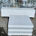 White Geometric Coffee Table & TV Stand Set