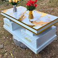 White Gold Coffee Table with Drawers