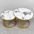 White Grey Marble Round Nesting Tables Set of 2