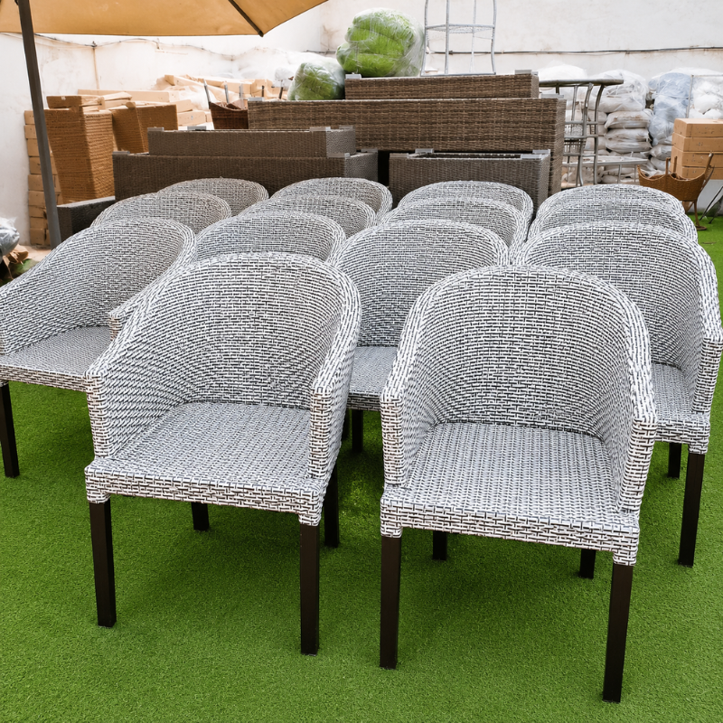 White Grey Rattan Outdoor Chairs