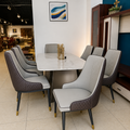 White Marble 8-Seater Dining Set