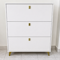 White Minimalist Gold-Handle Chest of Drawers
