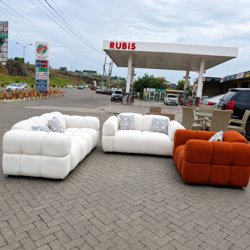 White Orange 6 Seater Bubble Sofa
